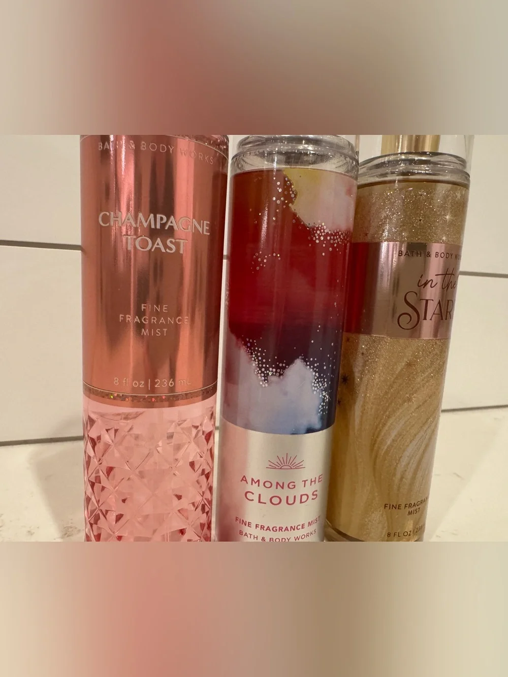 Bath & Body Works Bundle Fine Fragrance Mist Champaign Toast, Among the Clouds